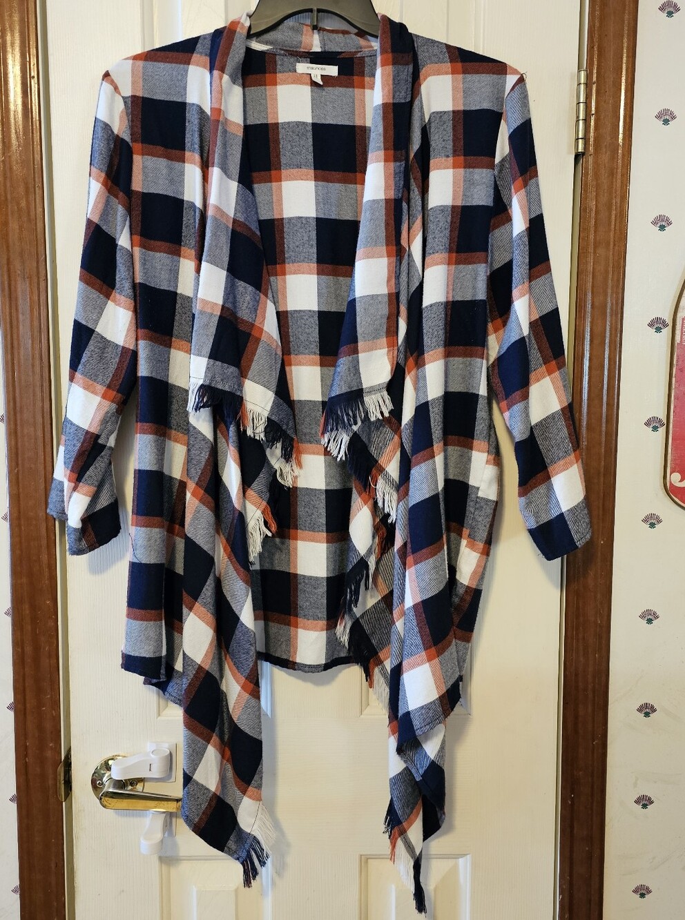 Maurices Women's Plaid Fringe Open-Front Cardigan - L